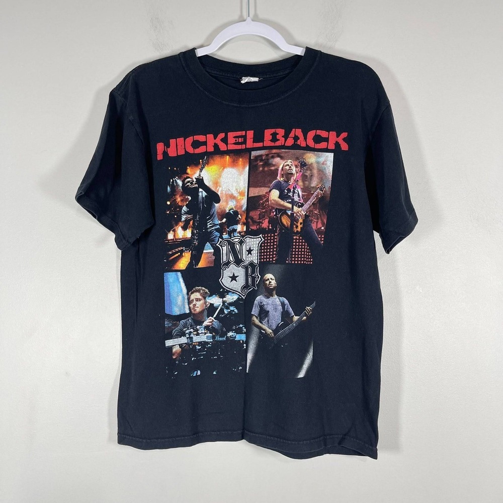 Anvil Nickelback Band Tour Concert Tee Mens Medium Black Rock Y2K